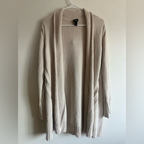 Eileen Fisher Organic Cotton Long Chunky Cream Cardigan Size Medium - Picture 1 of 4